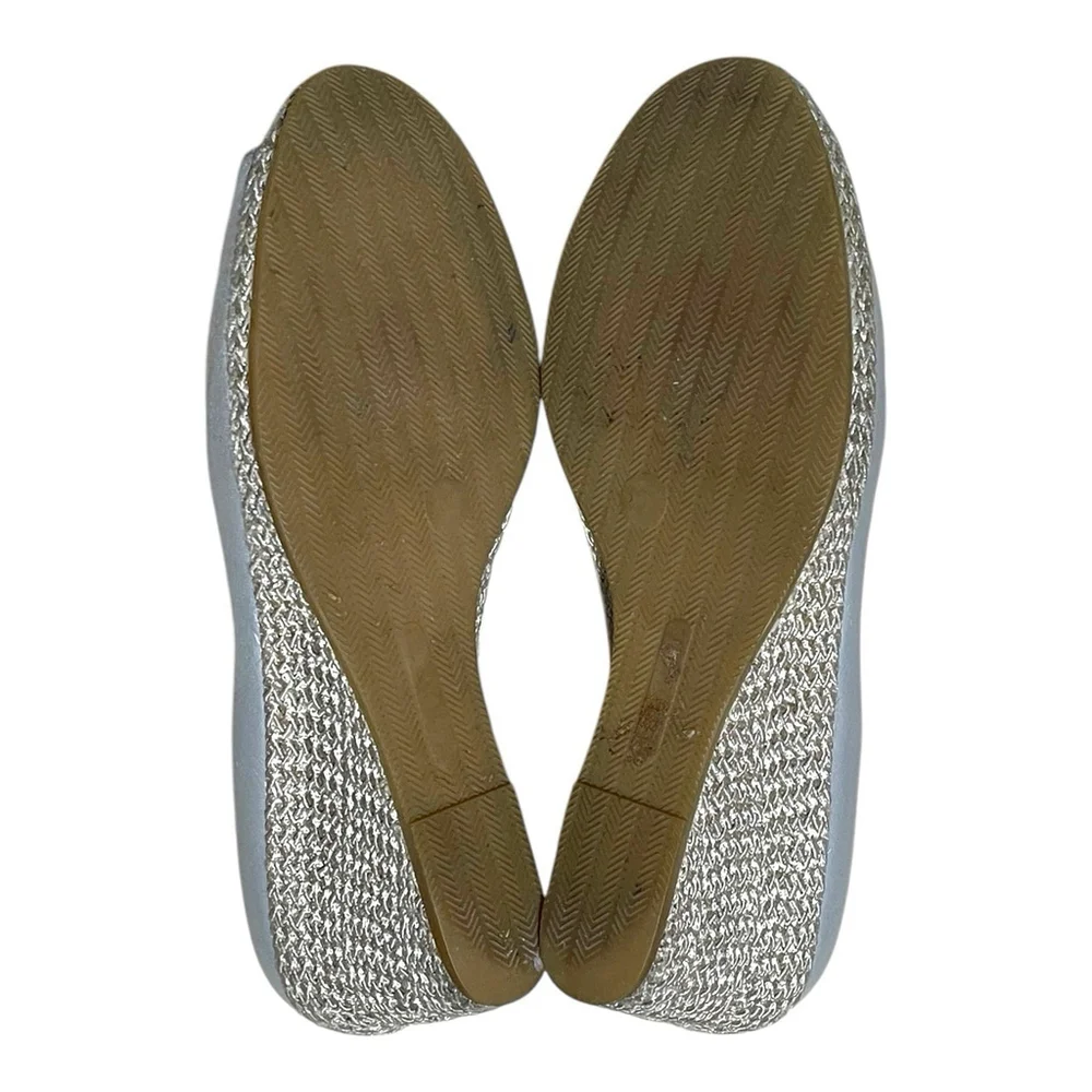 Bruno Magli Womens 6 36.5 Espadrille Wedge Open Toe Pearl Gray Made in Italy